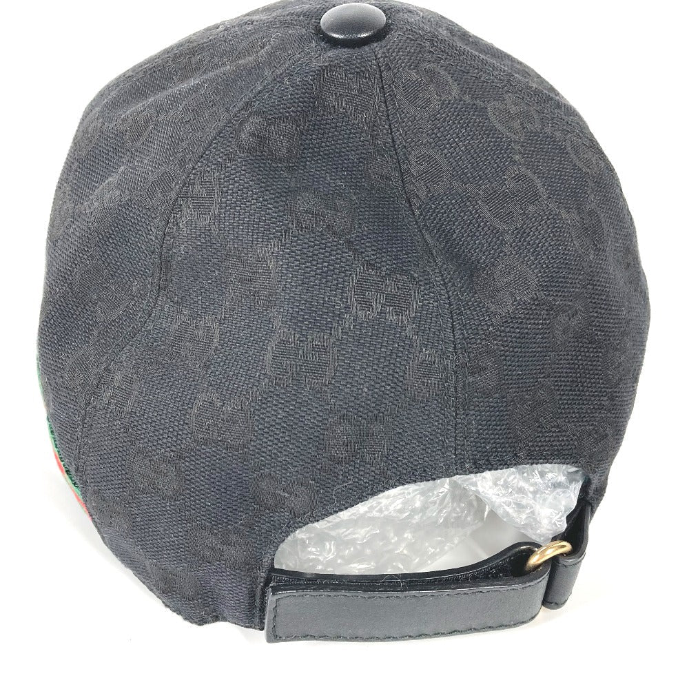 GUCCI cap 200035  canvas black GG hat cap baseball mens L Used Authentic