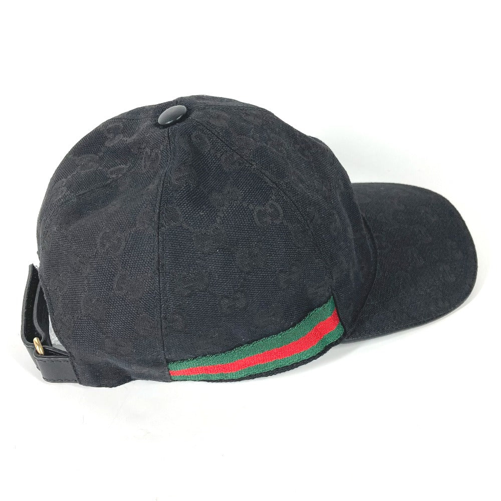 GUCCI cap 200035  canvas black GG hat cap baseball mens L Used Authentic
