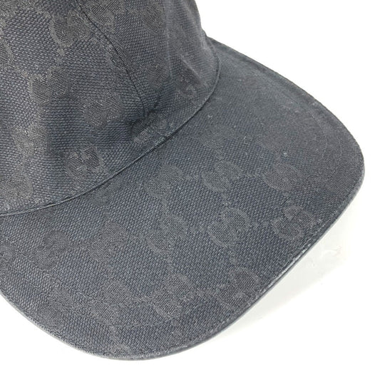 GUCCI cap 200035  canvas black GG hat cap baseball mens L Used Authentic