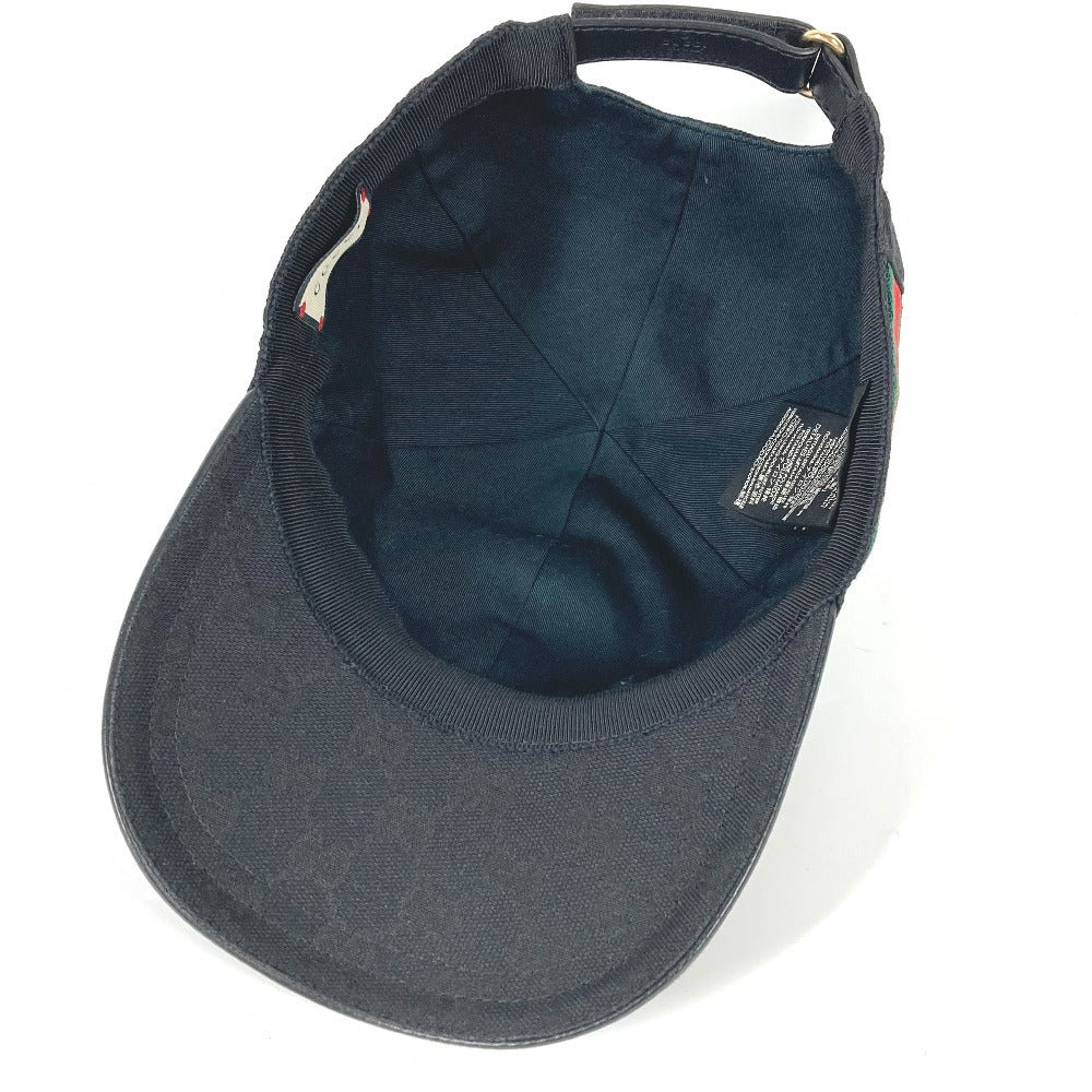 GUCCI cap 200035  canvas black GG hat cap baseball mens L Used Authentic