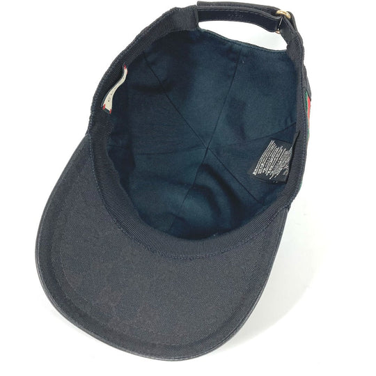 GUCCI cap 200035  canvas black GG hat cap baseball mens L Used Authentic