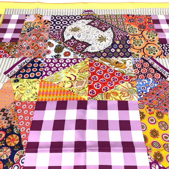 HERMES scarf silk Yellow x multicolor Carre 90 LArt du Sarasa Sarasa Art Women Used Authentic