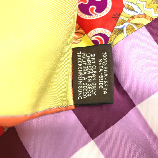 HERMES scarf silk Yellow x multicolor Carre 90 LArt du Sarasa Sarasa Art Women Used Authentic
