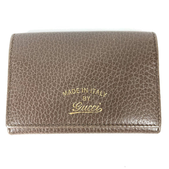 GUCCI Card Case 381045 leather Brown typex pink Bifold Wallet Swing Women Used Authentic