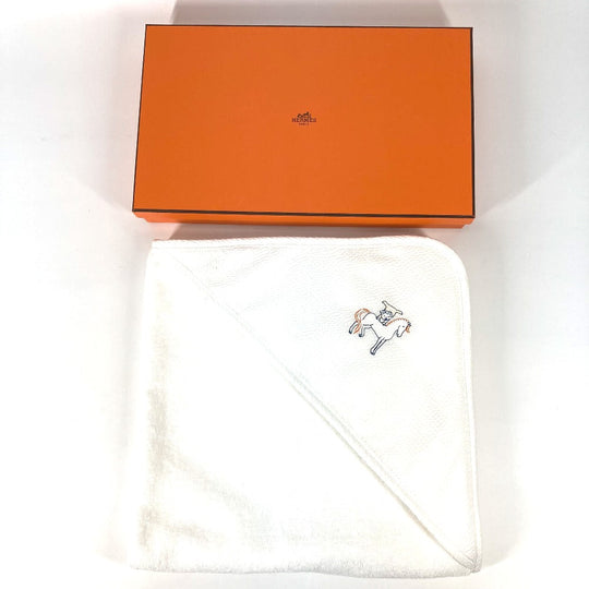 HERMES towel H103480M 01 cotton white bus wrap cabriol Kids Used Authentic