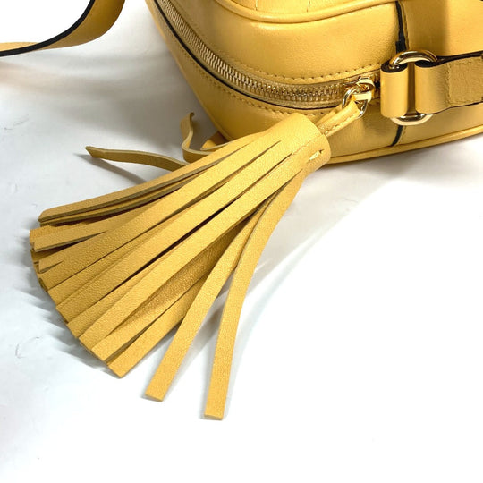 GUCCI Shoulder Bag 742360 leather yellow Round interlocking G tassel Blondy Women Used Authentic