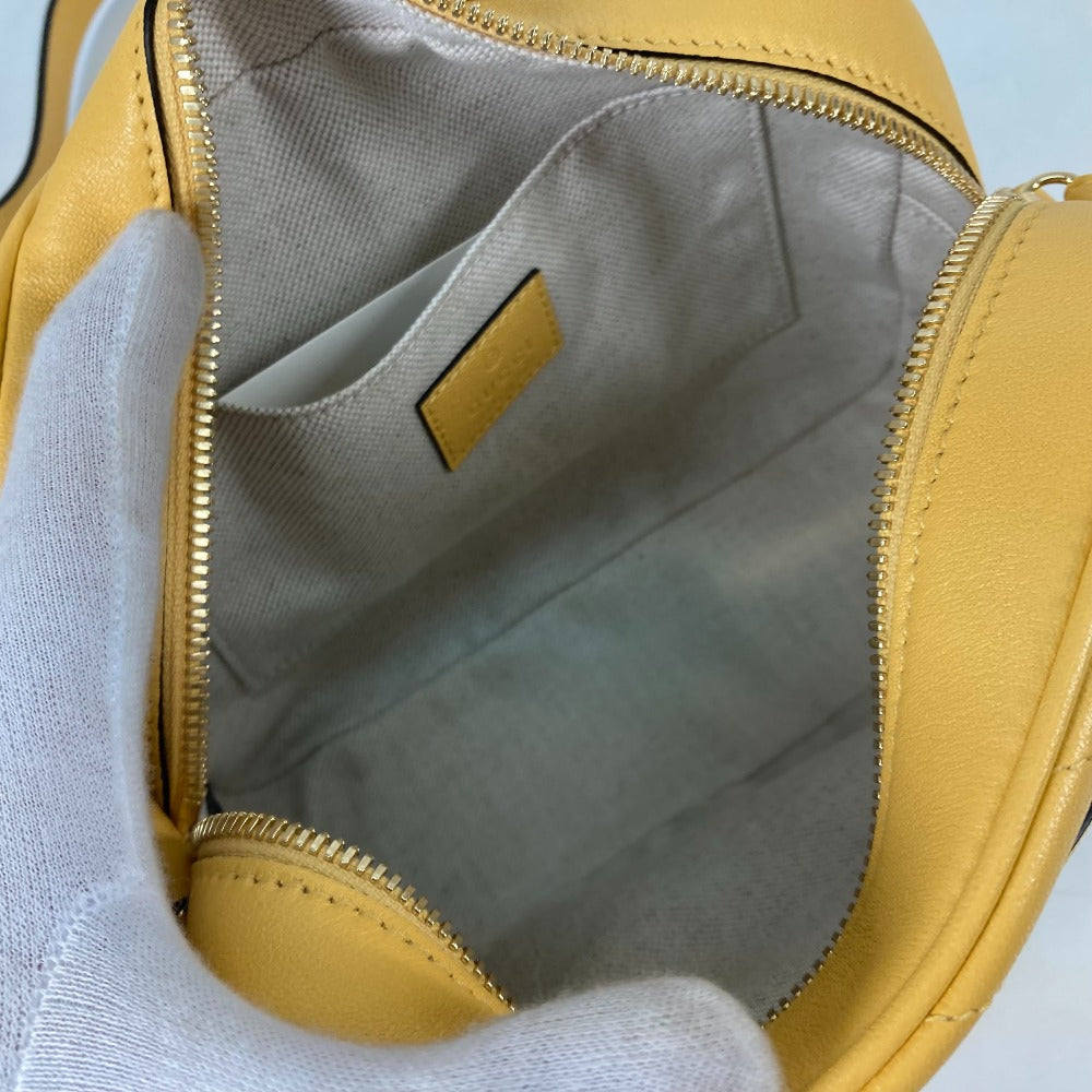 GUCCI Shoulder Bag 742360 leather yellow Round interlocking G tassel Blondy Women Used Authentic