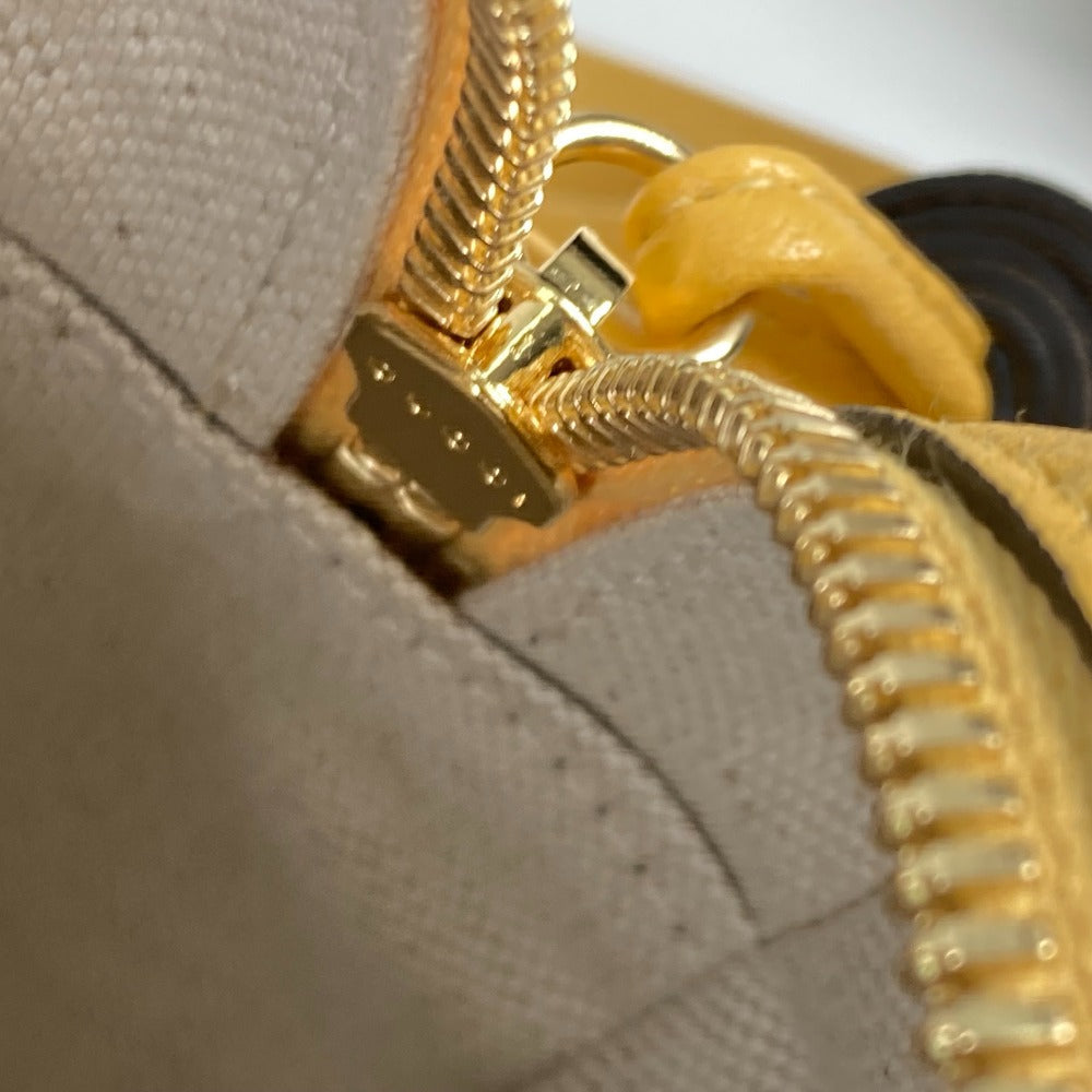 GUCCI Shoulder Bag 742360 leather yellow Round interlocking G tassel Blondy Women Used Authentic