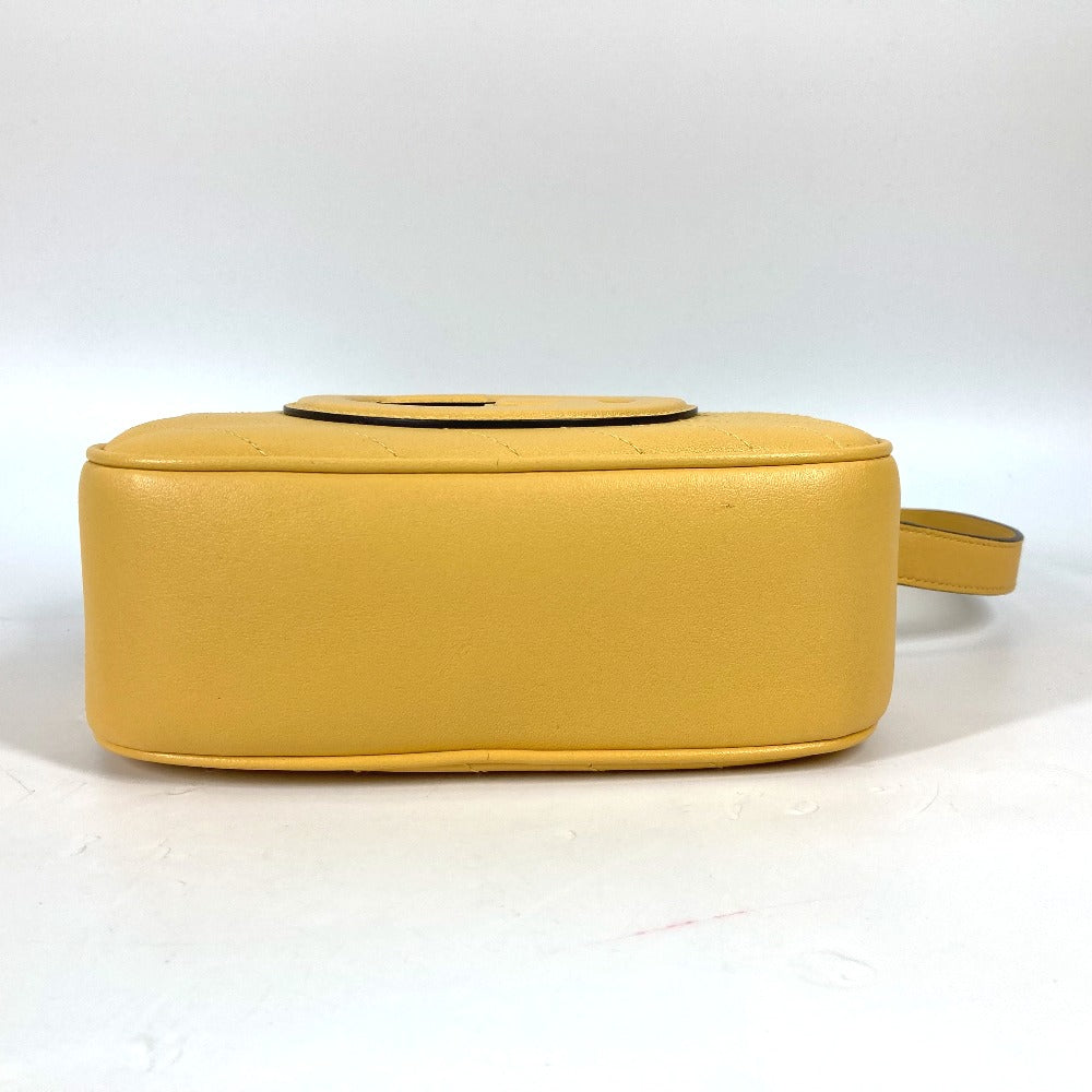 GUCCI Shoulder Bag 742360 leather yellow Round interlocking G tassel Blondy Women Used Authentic