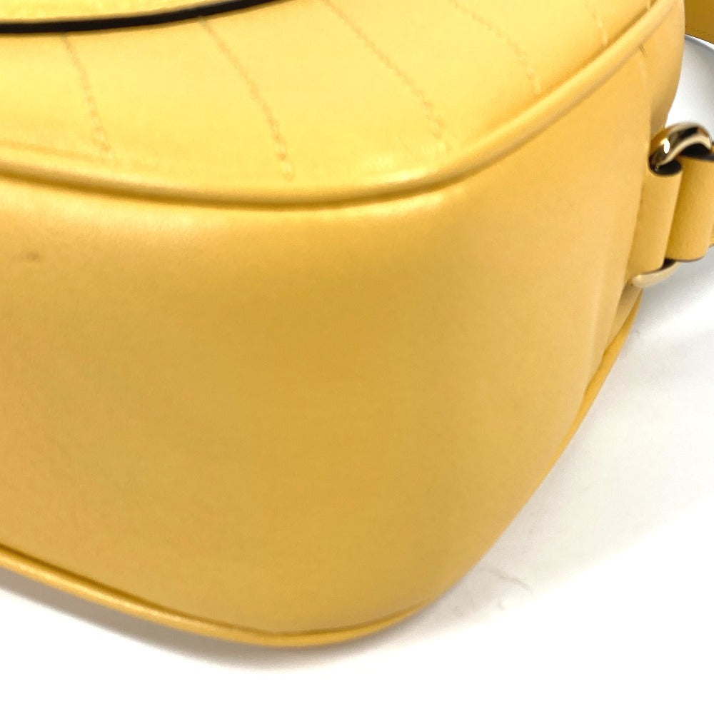 GUCCI Shoulder Bag 742360 leather yellow Round interlocking G tassel Blondy Women Used Authentic