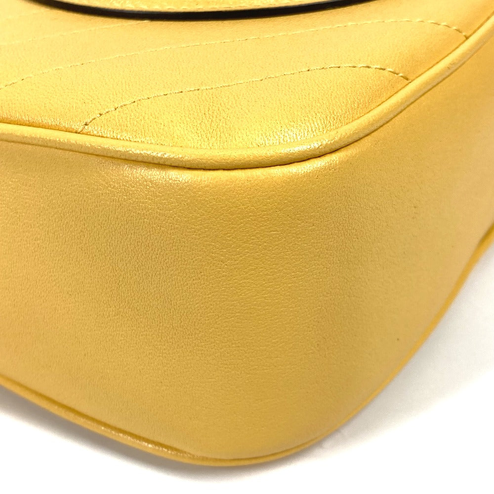 GUCCI Shoulder Bag 742360 leather yellow Round interlocking G tassel Blondy Women Used Authentic