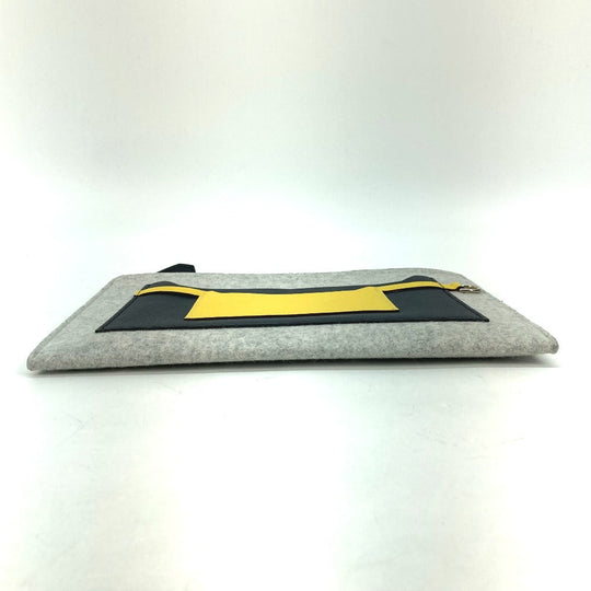 HERMES Clutch bag Felt / Epsom Gray x yellow Pouch To Doo 29 mens Used Authentic