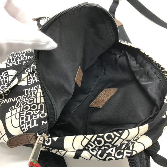 GUCCI Backpack 650288 Nylon / leather Black x white GUCCIxTHE NORTH FACE collaboration mens Used Authentic