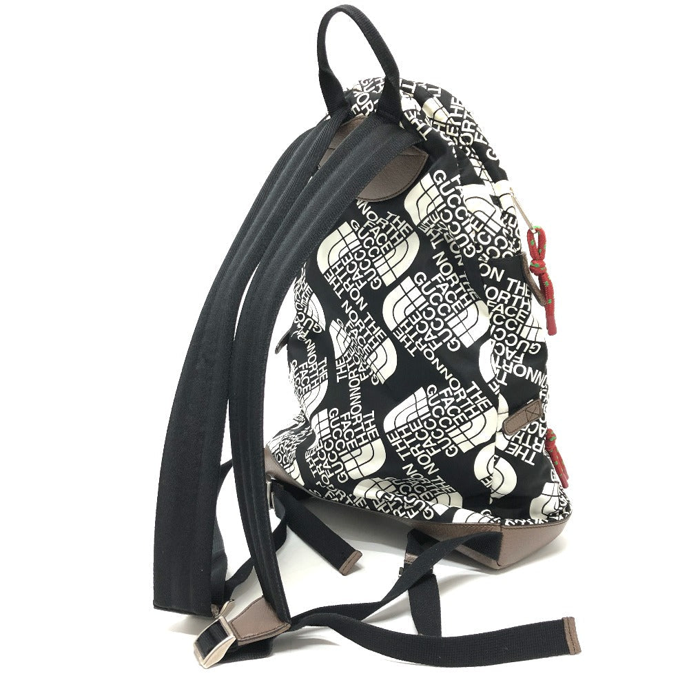 GUCCI Backpack 650288 Nylon / leather Black x white GUCCIxTHE NORTH FACE collaboration mens Used Authentic
