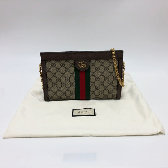 GUCCI Shoulder Bag 503877 GG Supreme Canvas Brown Ophidia GG Small Women Used Authentic