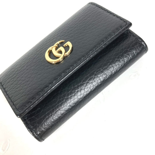 GUCCI Key case Key holder  456118 leather black key GG Marmont Women Used Authentic