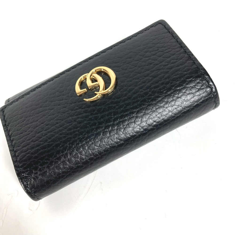 GUCCI Key case Key holder  456118 leather black key GG Marmont Women Used Authentic