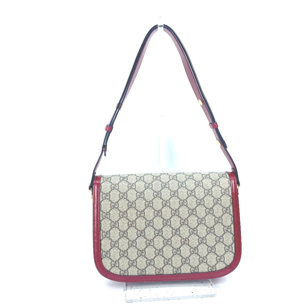 GUCCI Shoulder Bag 602204 GG Supreme canvas, leather beige GG Supreme Horsebit 1955 Women Used Authentic