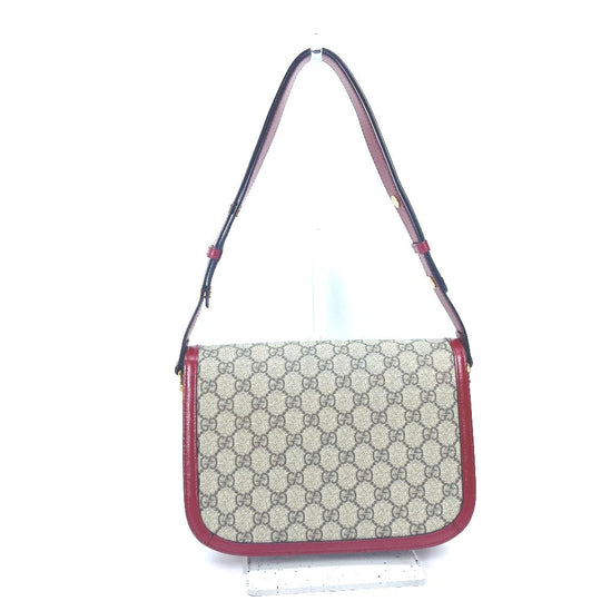 GUCCI Shoulder Bag 602204 GG Supreme canvas, leather beige GG Supreme Horsebit 1955 Women Used Authentic