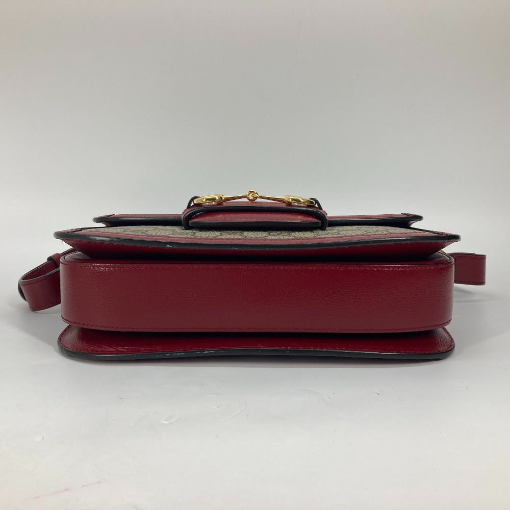 GUCCI Shoulder Bag 602204 GG Supreme canvas, leather beige GG Supreme Horsebit 1955 Women Used Authentic