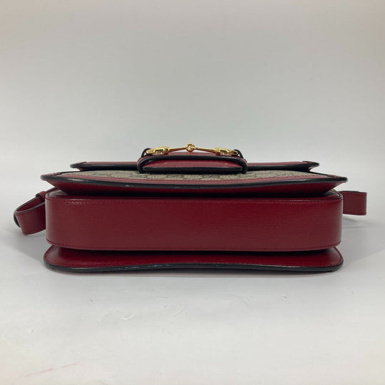 GUCCI Shoulder Bag 602204 GG Supreme canvas, leather beige GG Supreme Horsebit 1955 Women Used Authentic