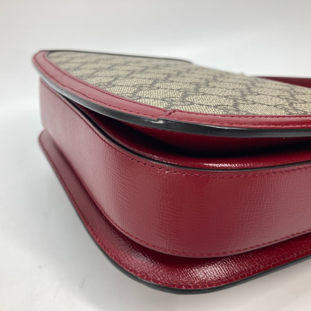 GUCCI Shoulder Bag 602204 GG Supreme canvas, leather beige GG Supreme Horsebit 1955 Women Used Authentic