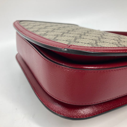 GUCCI Shoulder Bag 602204 GG Supreme canvas, leather beige GG Supreme Horsebit 1955 Women Used Authentic