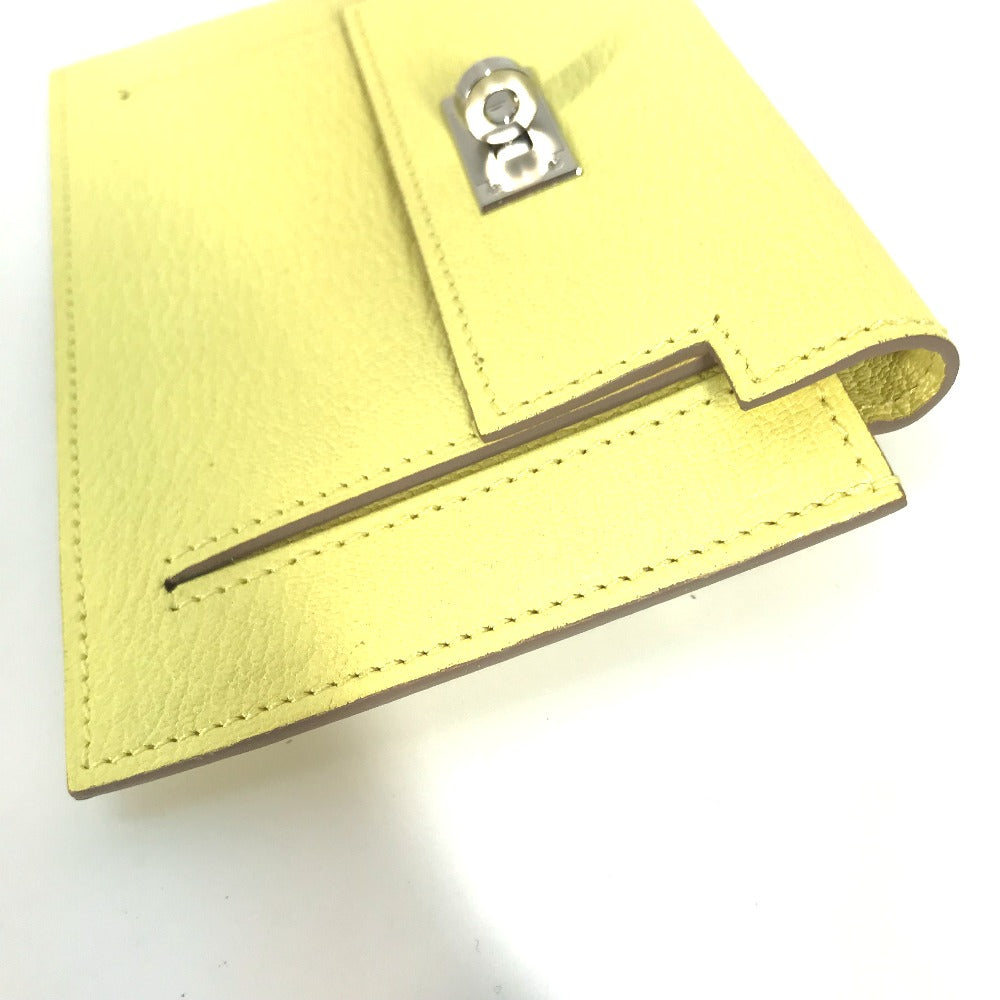 HERMES Coin case Shave yellow Coin Pocket Kelly pocket compact Women Used Authentic