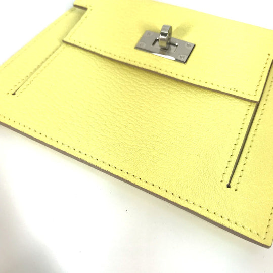 HERMES Coin case Shave yellow Coin Pocket Kelly pocket compact Women Used Authentic