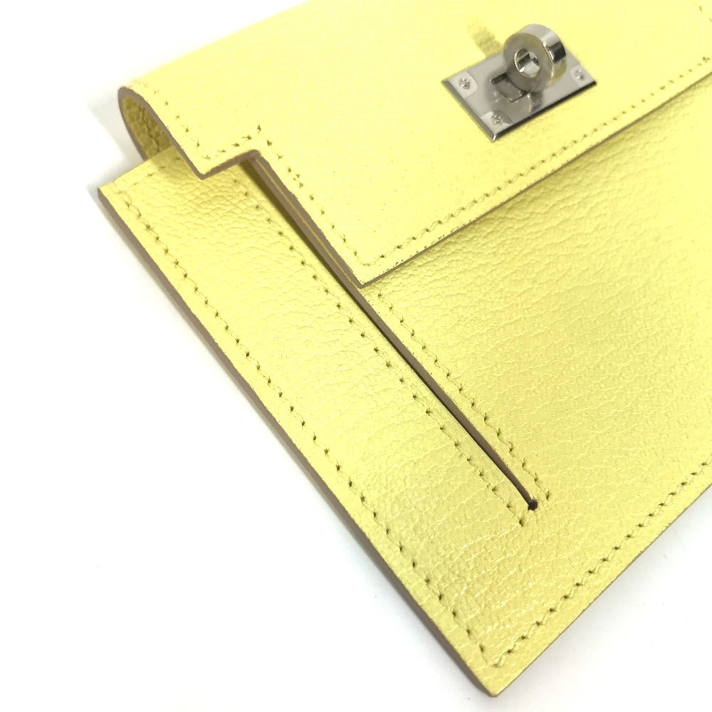 HERMES Coin case Shave yellow Coin Pocket Kelly pocket compact Women Used Authentic