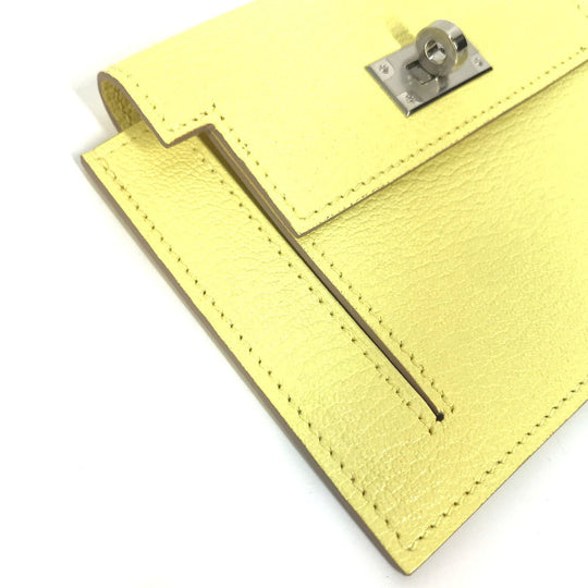 HERMES Coin case Shave yellow Coin Pocket Kelly pocket compact Women Used Authentic
