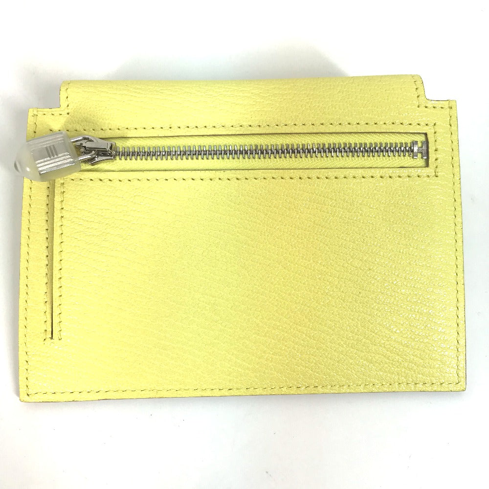 HERMES Coin case Shave yellow Coin Pocket Kelly pocket compact Women Used Authentic