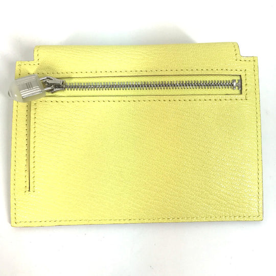 HERMES Coin case Shave yellow Coin Pocket Kelly pocket compact Women Used Authentic