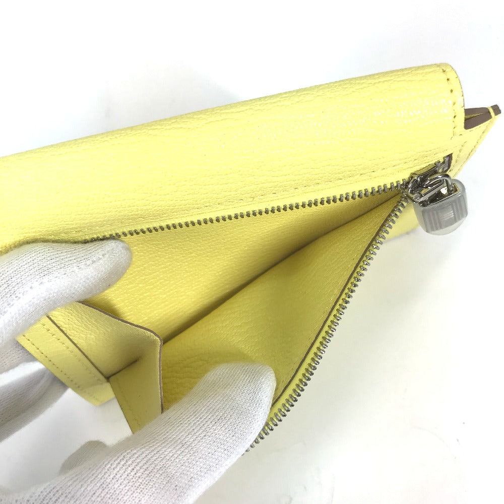 HERMES Coin case Shave yellow Coin Pocket Kelly pocket compact Women Used Authentic