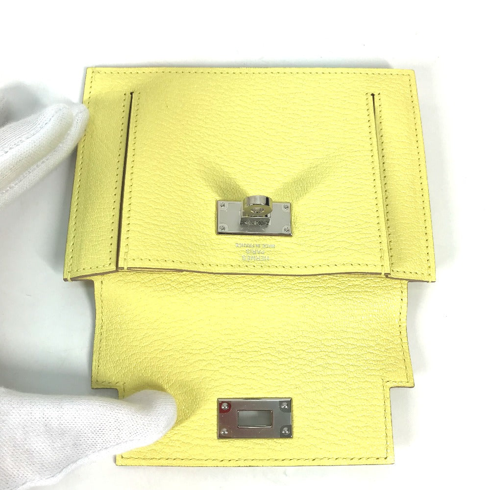 HERMES Coin case Shave yellow Coin Pocket Kelly pocket compact Women Used Authentic