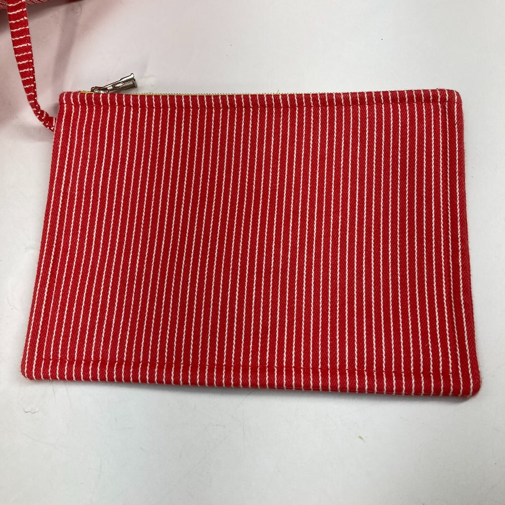 HERMES Tote Bag canvas Red Mothers bag Caval Horse Cheval Stripes Kids Used Authentic