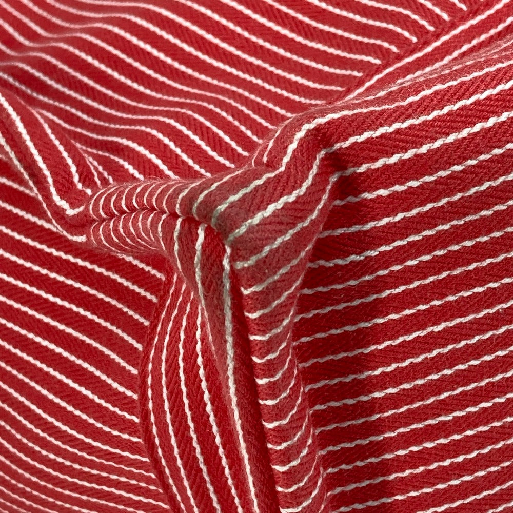 HERMES Tote Bag canvas Red Mothers bag Caval Horse Cheval Stripes Kids Used Authentic