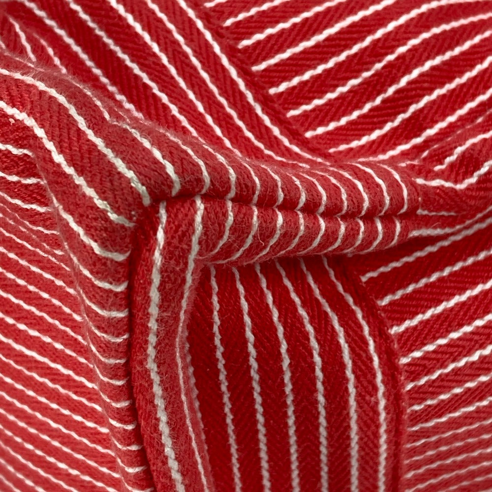 HERMES Tote Bag canvas Red Mothers bag Caval Horse Cheval Stripes Kids Used Authentic