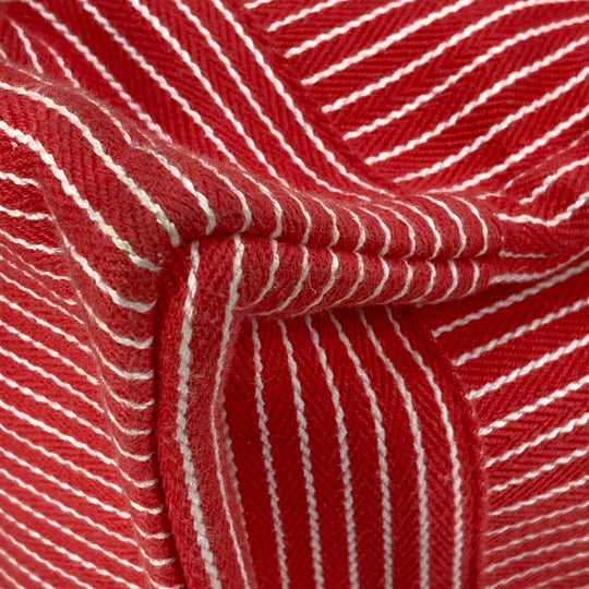 HERMES Tote Bag canvas Red Mothers bag Caval Horse Cheval Stripes Kids Used Authentic