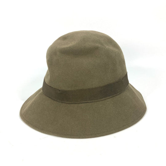 CHANEL hat felt khaki vintage Women 57 Used Authentic