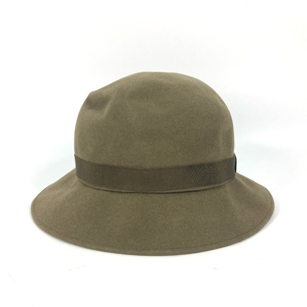 CHANEL hat felt khaki vintage Women 57 Used Authentic