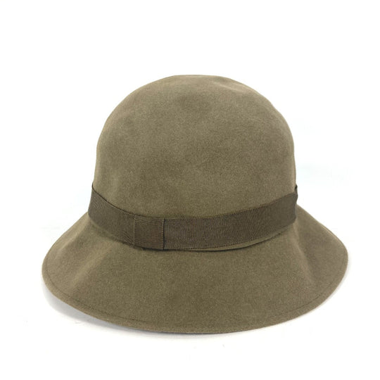 CHANEL hat felt khaki vintage Women 57 Used Authentic