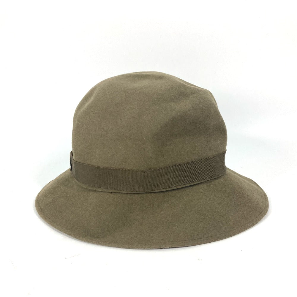 CHANEL hat felt khaki vintage Women 57 Used Authentic