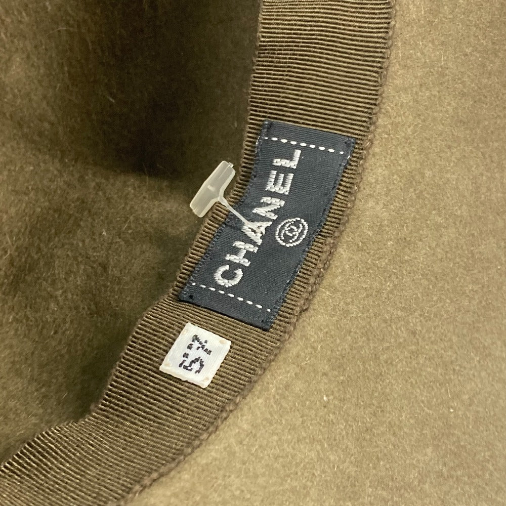 CHANEL hat felt khaki vintage Women 57 Used Authentic