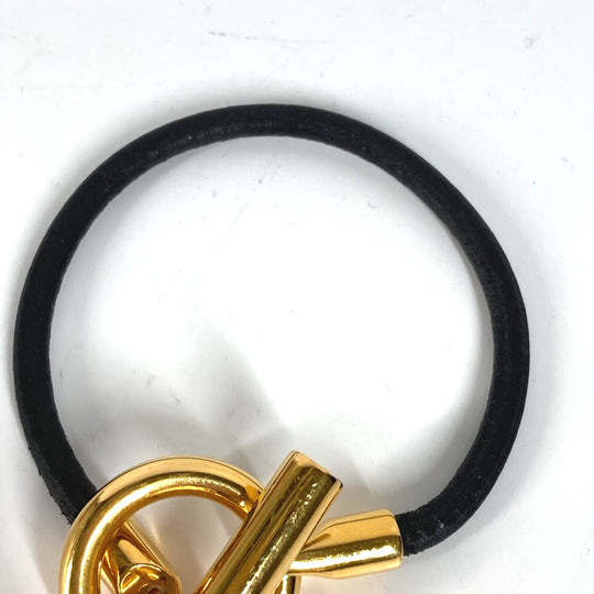 HERMES bracelet leather black Grenan Women Used Authentic