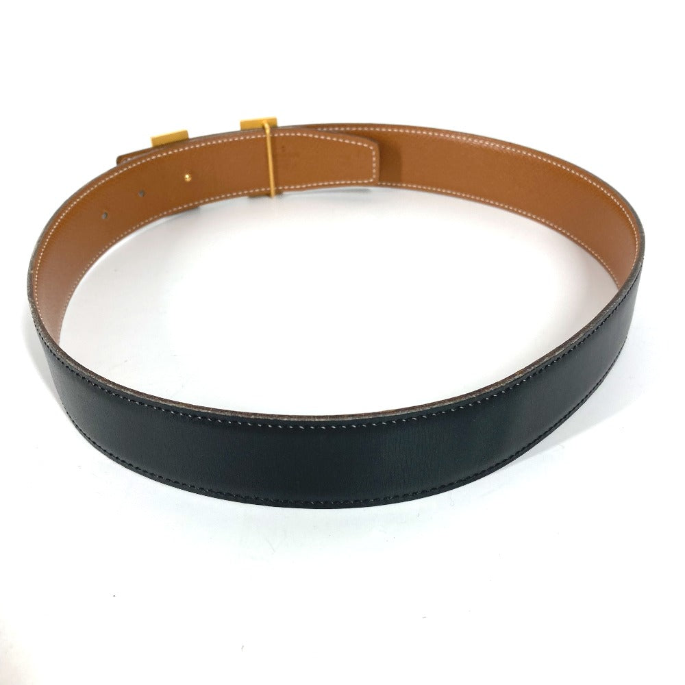 HERMES belt Calf leather Black x Leather H belt Constance Women 65 Used Authentic