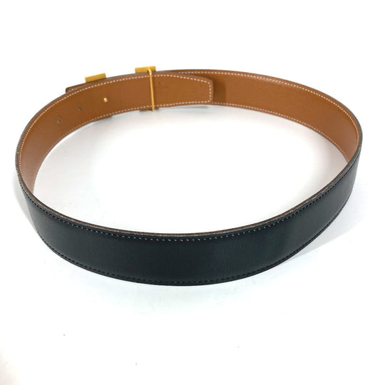 HERMES belt Calf leather Black x Leather H belt Constance Women 65 Used Authentic