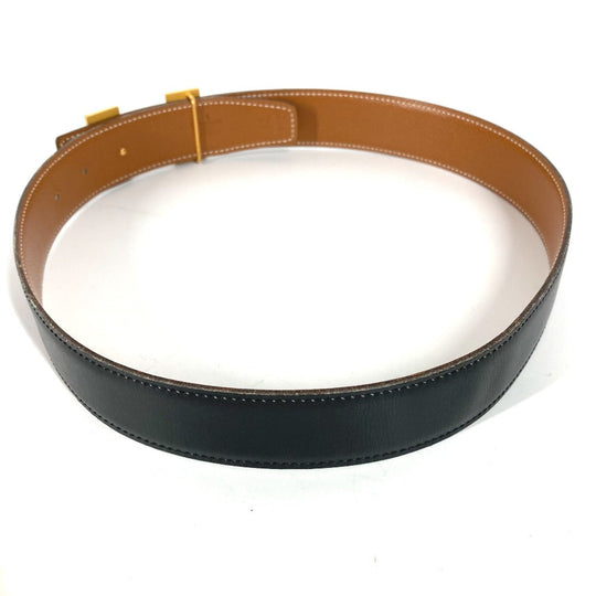 HERMES belt Calf leather Black x Leather H belt Constance Women 65 Used Authentic