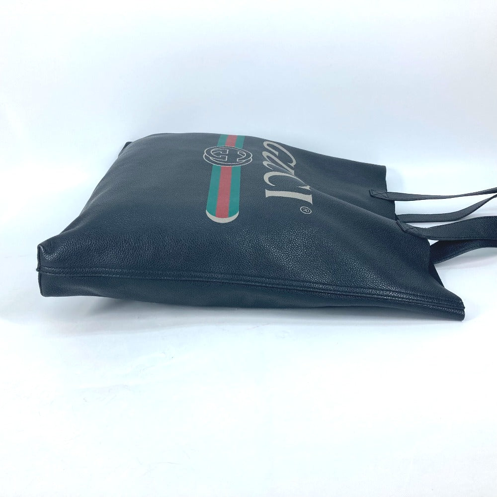 GUCCI Tote Bag 572768 leather black Sherry line Logo print unisex(Unisex) Used Authentic