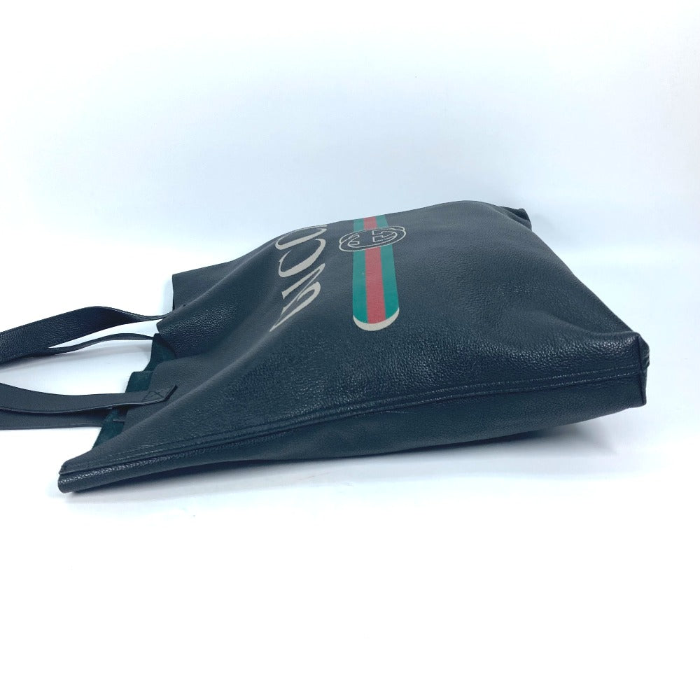 GUCCI Tote Bag 572768 leather black Sherry line Logo print unisex(Unisex) Used Authentic
